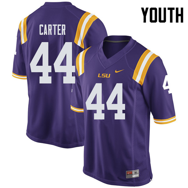 Youth #44 Tory Carter LSU Tigers College Football Jerseys Sale-Purple